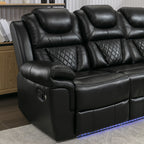 Fauteuil inclinable à bascule manuel Roomfitters avec console centrale, idéal pour le cinéma maison dans le salon