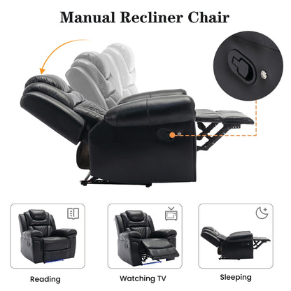 Fauteuil inclinable à bascule manuel Roomfitters avec console centrale, idéal pour le cinéma maison dans le salon