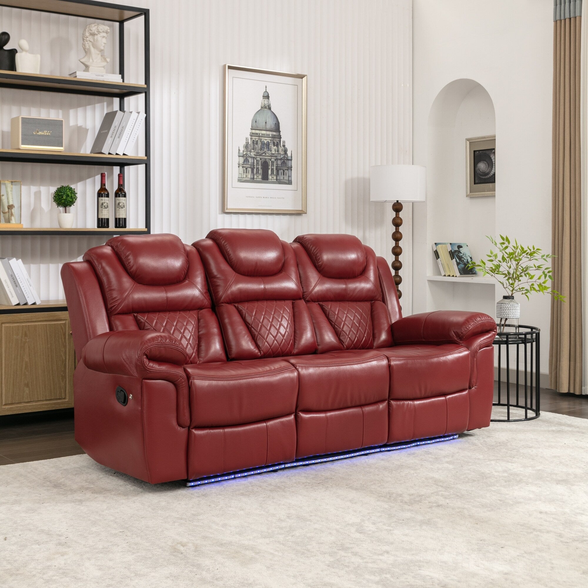 Fauteuil inclinable à bascule manuel Roomfitters avec console centrale, idéal pour le cinéma maison dans le salon