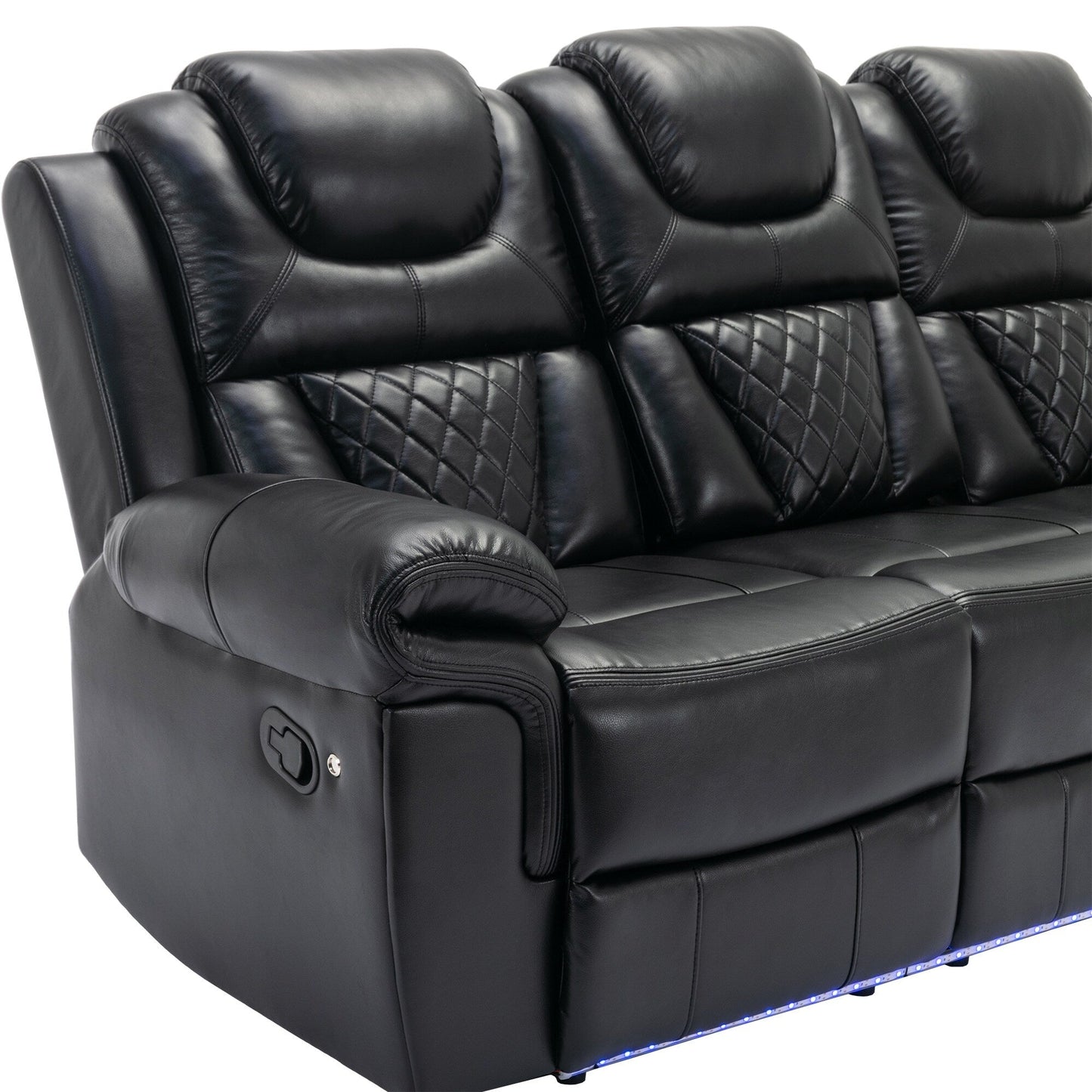 Fauteuil inclinable à bascule manuel Roomfitters avec console centrale, idéal pour le cinéma maison dans le salon
