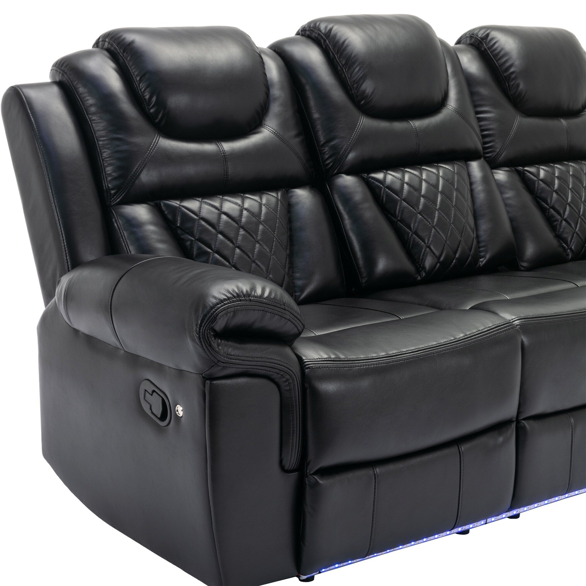 Fauteuil inclinable à bascule manuel Roomfitters avec console centrale, idéal pour le cinéma maison dans le salon