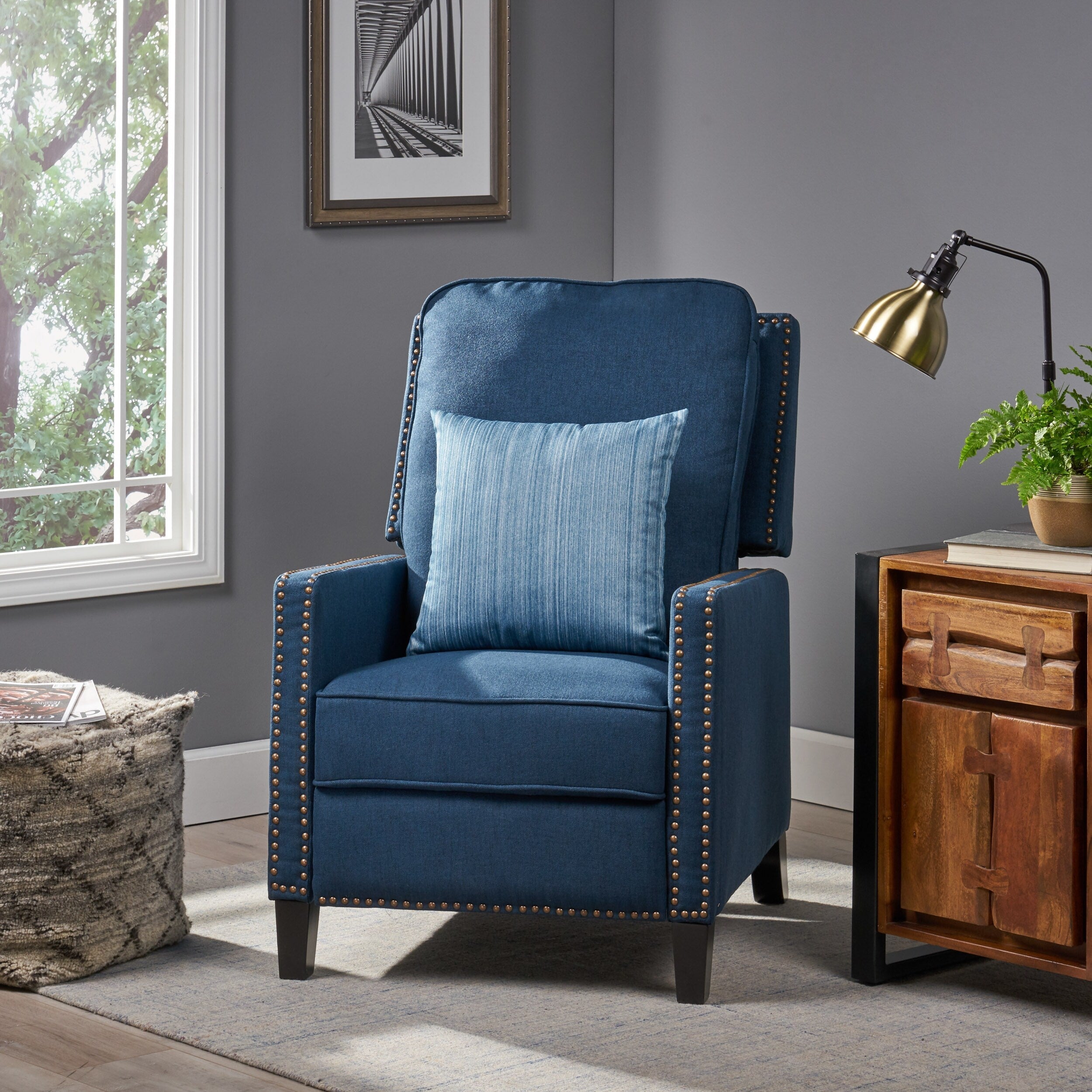 Fauteuil inclinable standard Roomfitters, fauteuil inclinable compact pour salon et chambre, bleu marine