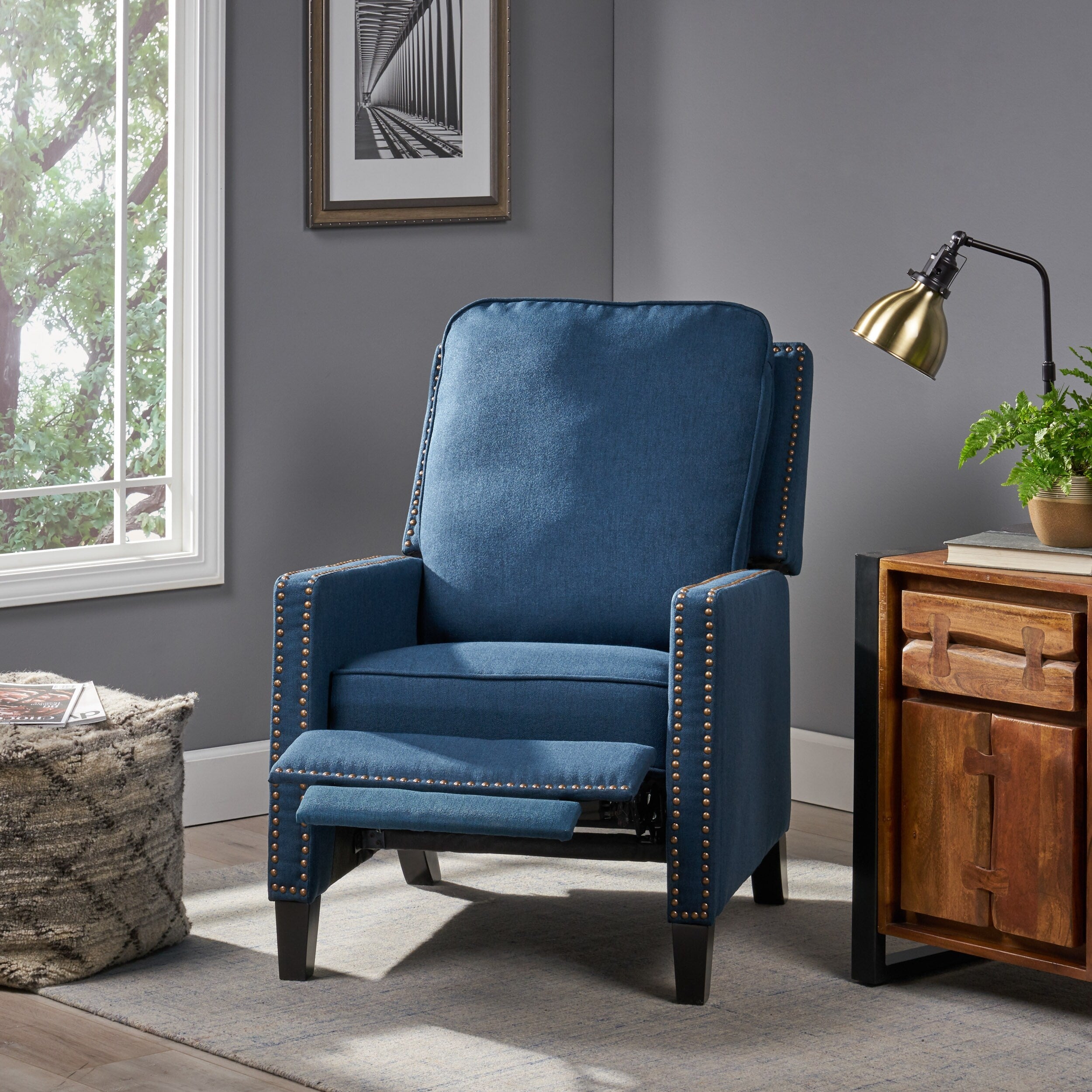 Fauteuil inclinable standard Roomfitters, fauteuil inclinable compact pour salon et chambre, bleu marine