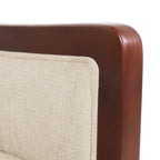 Fauteuil inclinable en tissu moderne du milieu du siècle, avec coutures en bois et dossier relevable, élégant fauteuil inclinable pour le salon.