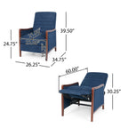 Fauteuil inclinable en tissu moderne du milieu du siècle, avec coutures en bois et dossier relevable, élégant fauteuil inclinable pour le salon.