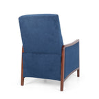 Fauteuil inclinable en tissu moderne du milieu du siècle, avec coutures en bois et dossier relevable, élégant fauteuil inclinable pour le salon.