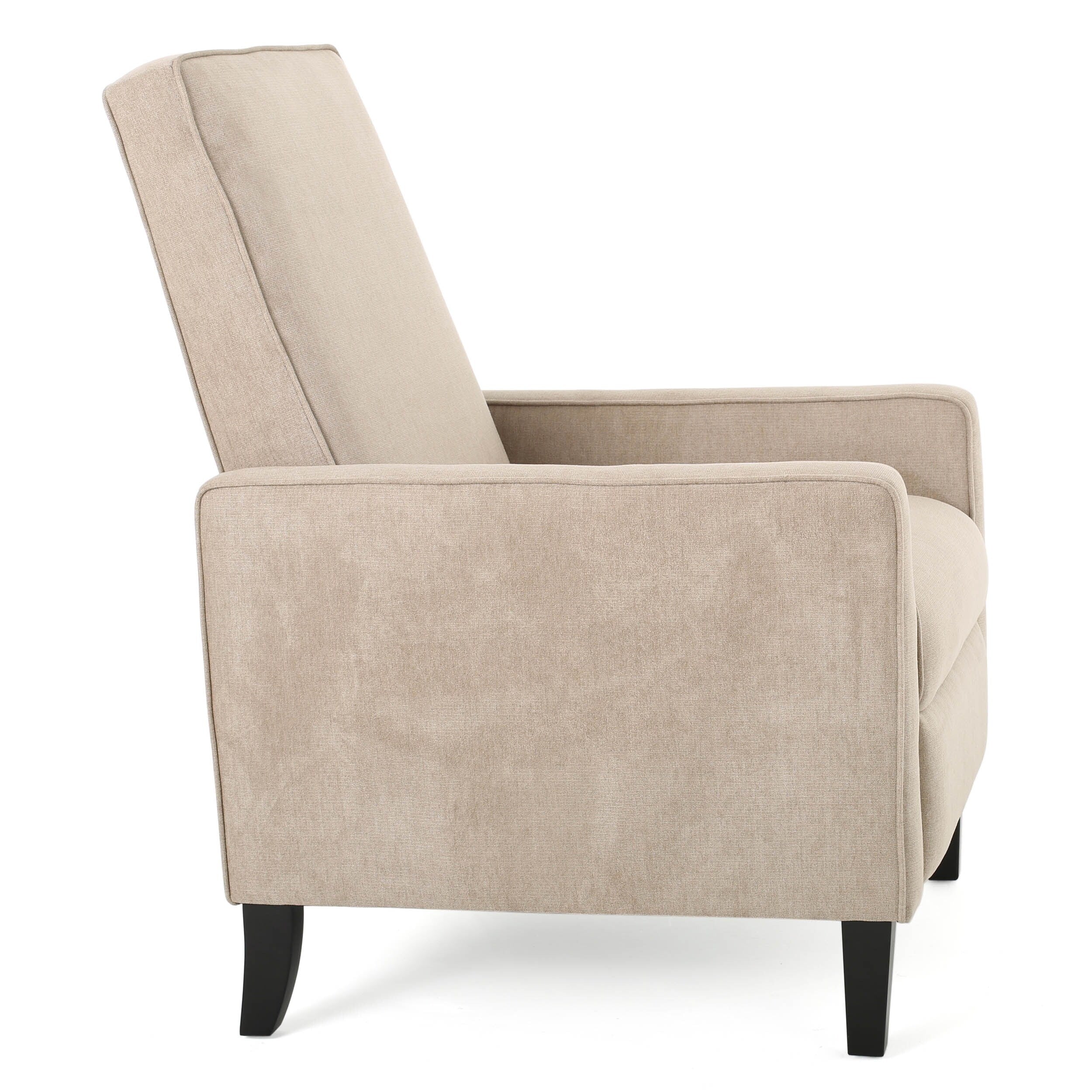 Fauteuil à dossier relevable minimaliste en lin naturel Roomfitters, conçu de manière ergonomique pour la détente et le soutien, naturel