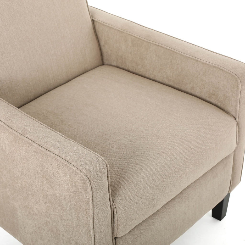 Fauteuil à dossier relevable minimaliste en lin naturel Roomfitters, conçu de manière ergonomique pour la détente et le soutien, naturel