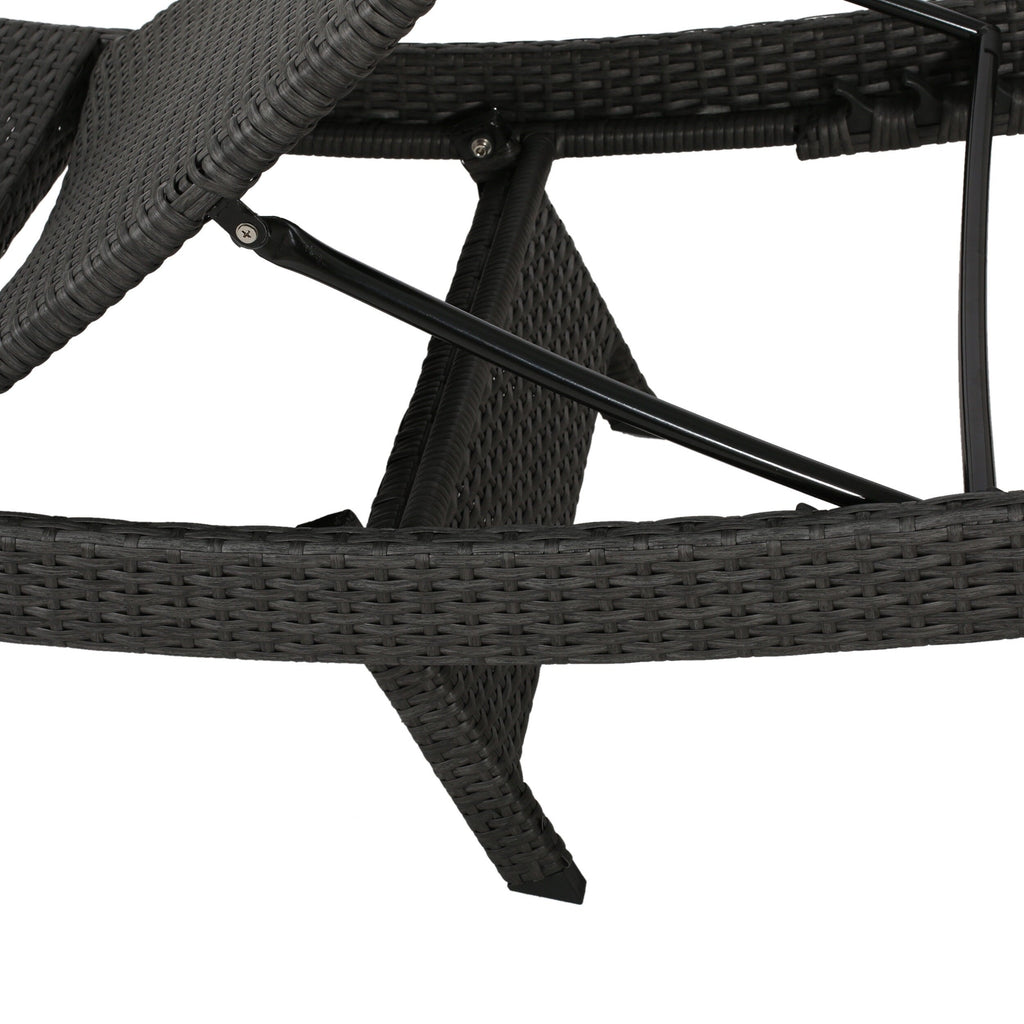 Ensemble de chaises longues d'extérieur en osier Roomfitters, chaises longues inclinables réglables, rotin résistant aux intempéries