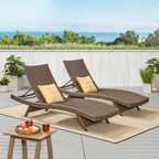 Ensemble de chaises longues d'extérieur en osier Roomfitters, chaises longues inclinables réglables, rotin résistant aux intempéries