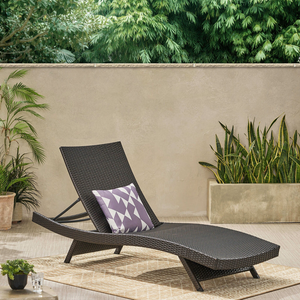 Ensemble de chaises longues d'extérieur en osier Roomfitters, chaises longues inclinables réglables, rotin résistant aux intempéries