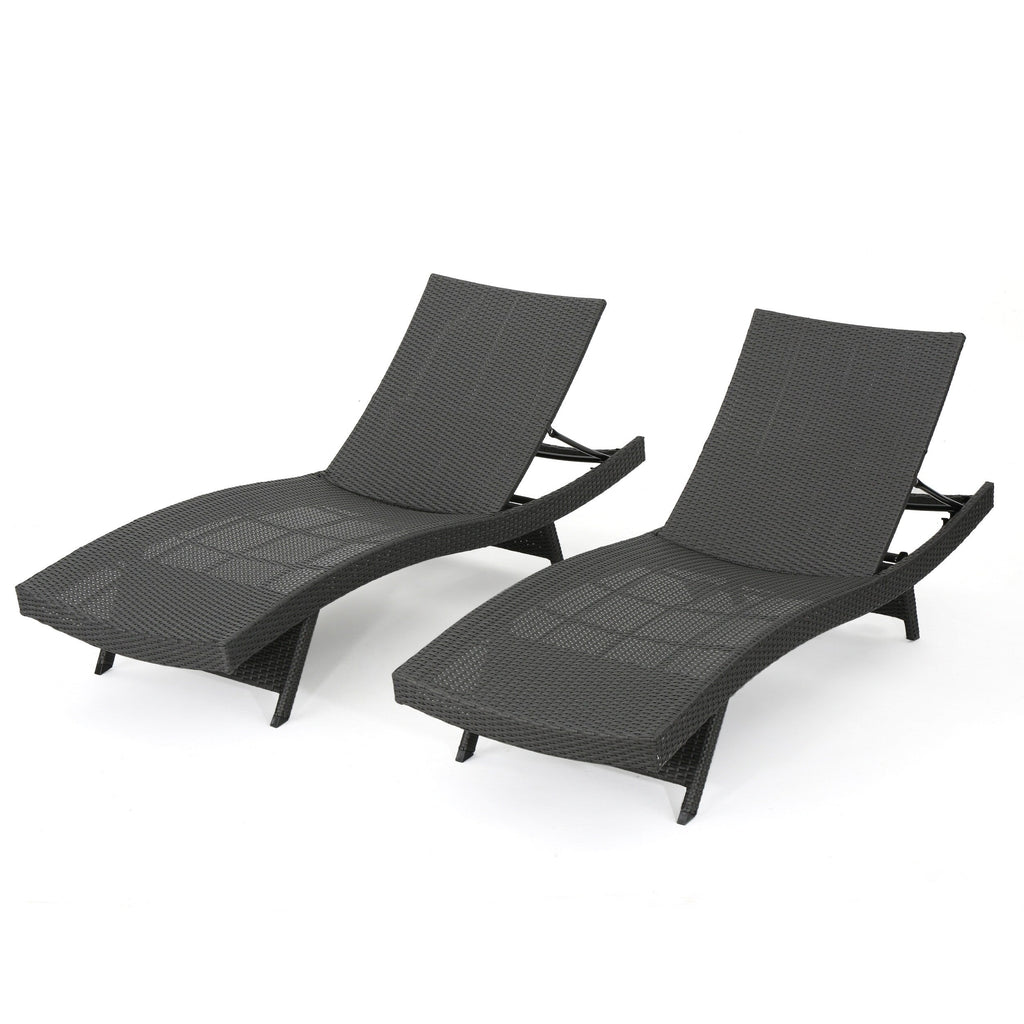 Ensemble de chaises longues d'extérieur en osier Roomfitters, chaises longues inclinables réglables, rotin résistant aux intempéries