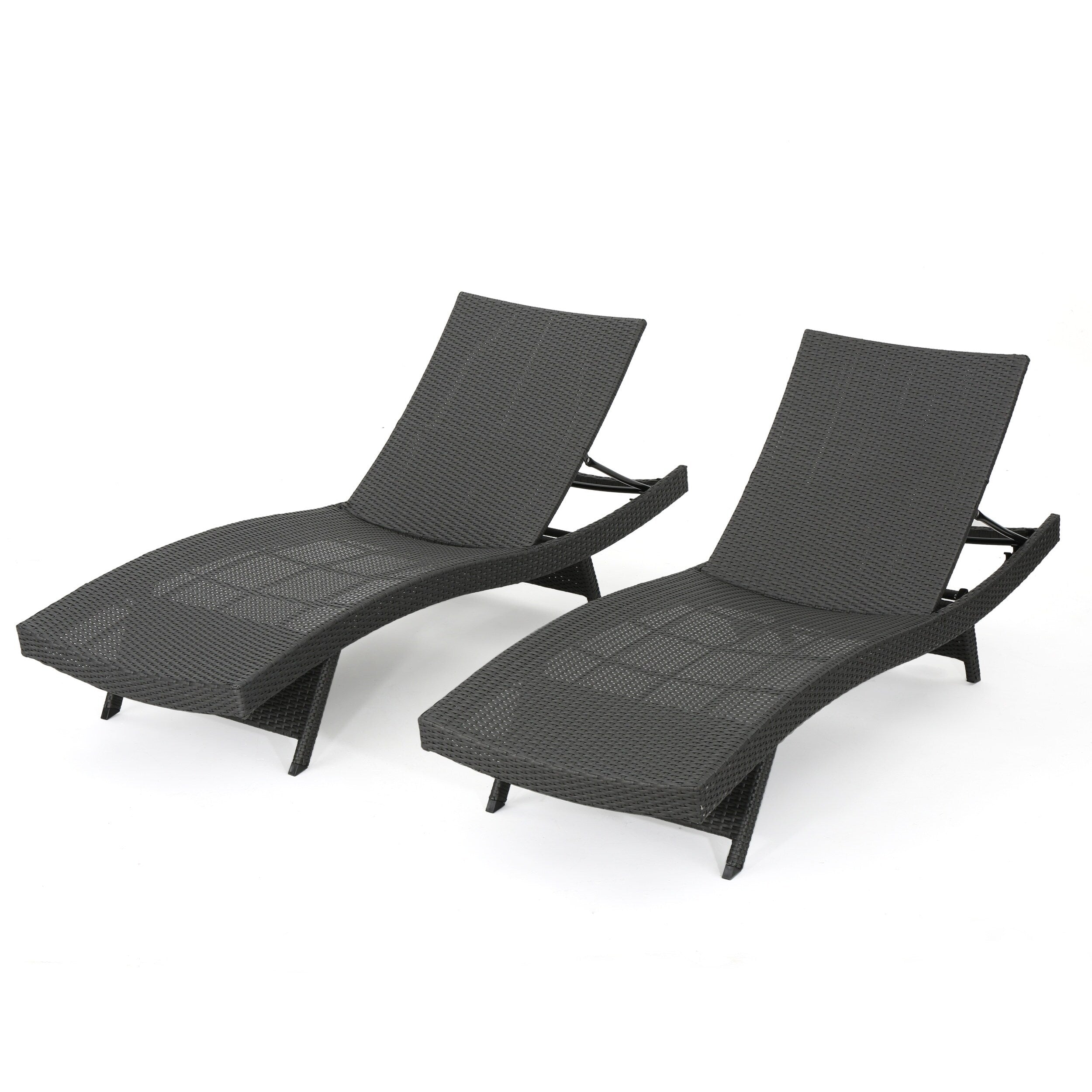 Ensemble de chaises longues d'extérieur en osier Roomfitters, chaises longues inclinables réglables, rotin résistant aux intempéries