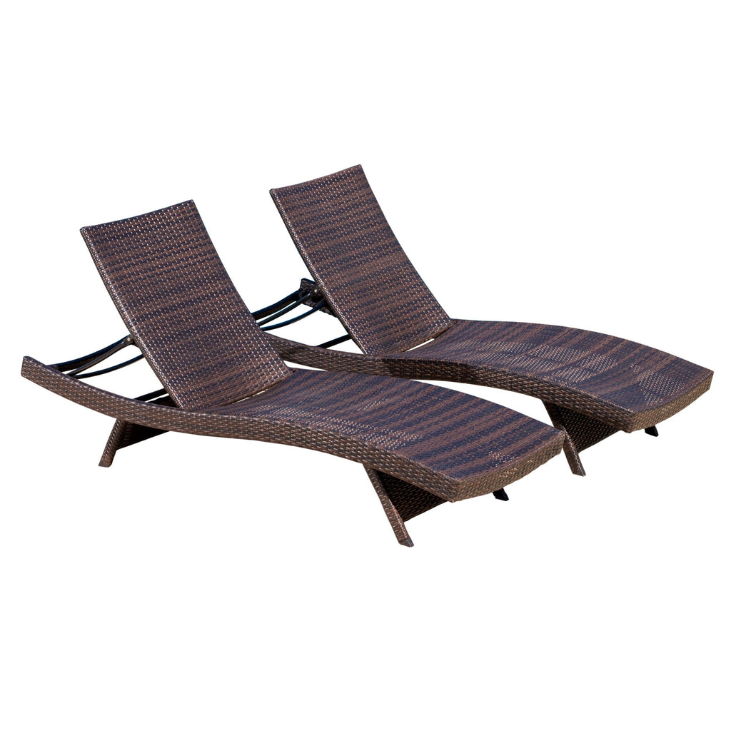 Ensemble de chaises longues d'extérieur en osier Roomfitters, chaises longues inclinables réglables, rotin résistant aux intempéries