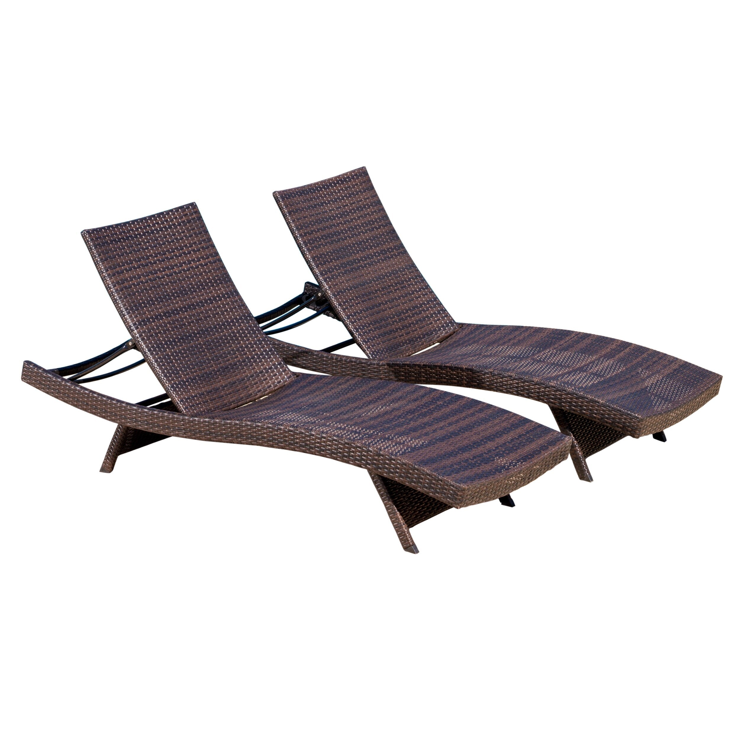 Ensemble de chaises longues d'extérieur en osier Roomfitters, chaises longues inclinables réglables, rotin résistant aux intempéries
