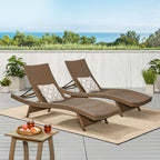 Ensemble de chaises longues d'extérieur en osier Roomfitters, chaises longues inclinables réglables, rotin résistant aux intempéries