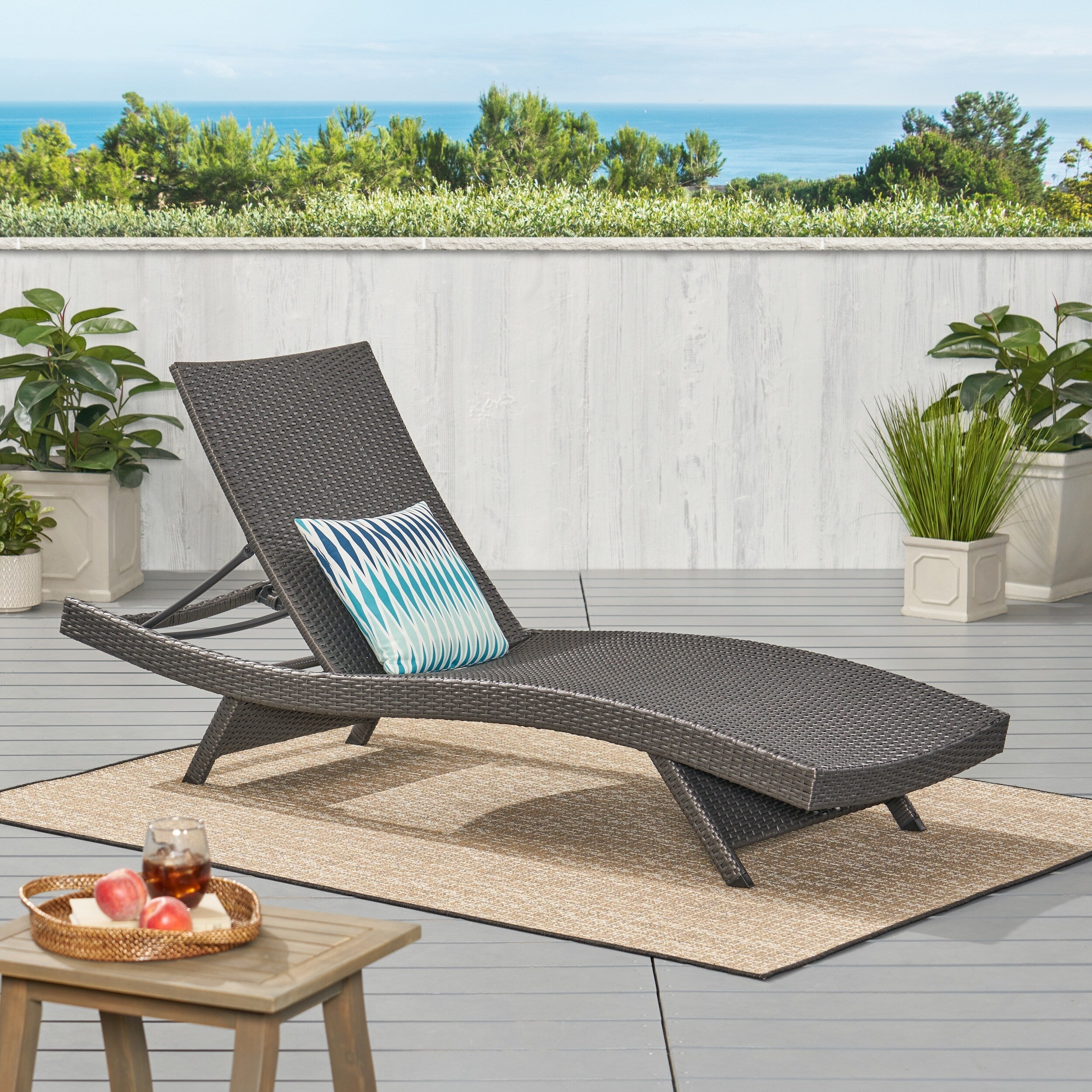 Ensemble de chaises longues d'extérieur en osier Roomfitters, chaises longues inclinables réglables, rotin résistant aux intempéries