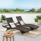 Ensemble de chaises longues d'extérieur en osier Roomfitters, chaises longues inclinables réglables, rotin résistant aux intempéries