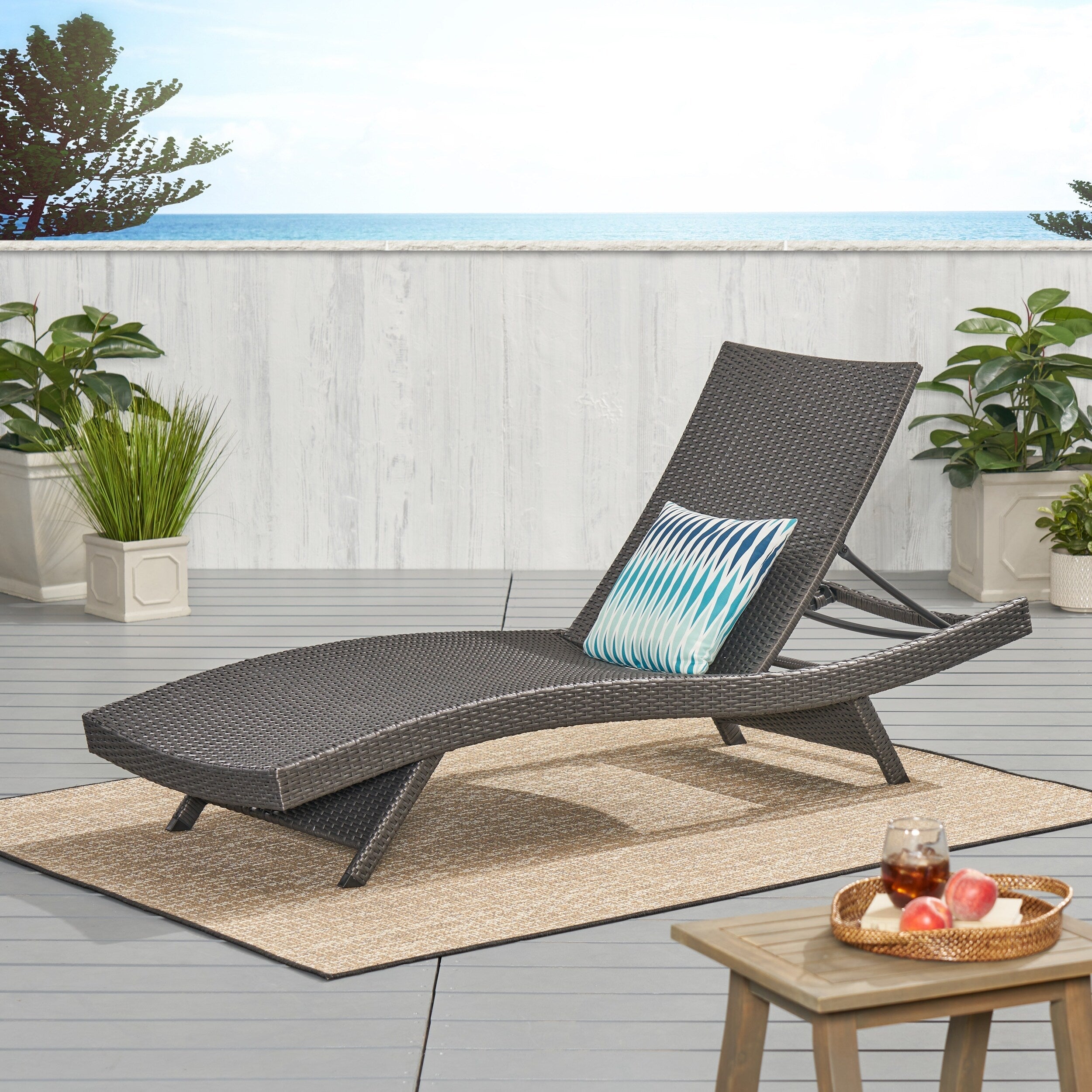 Ensemble de chaises longues d'extérieur en osier Roomfitters, chaises longues inclinables réglables, rotin résistant aux intempéries