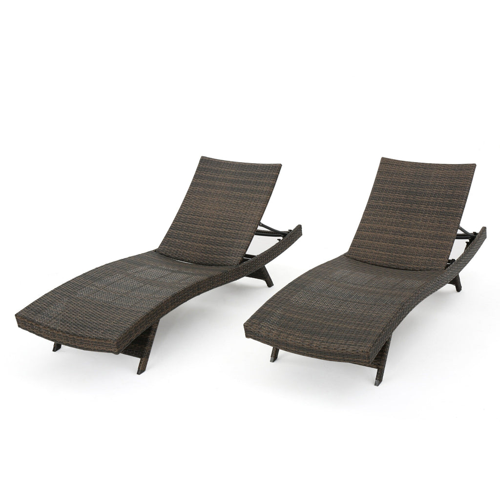 Ensemble de chaises longues d'extérieur en osier Roomfitters, chaises longues inclinables réglables, rotin résistant aux intempéries