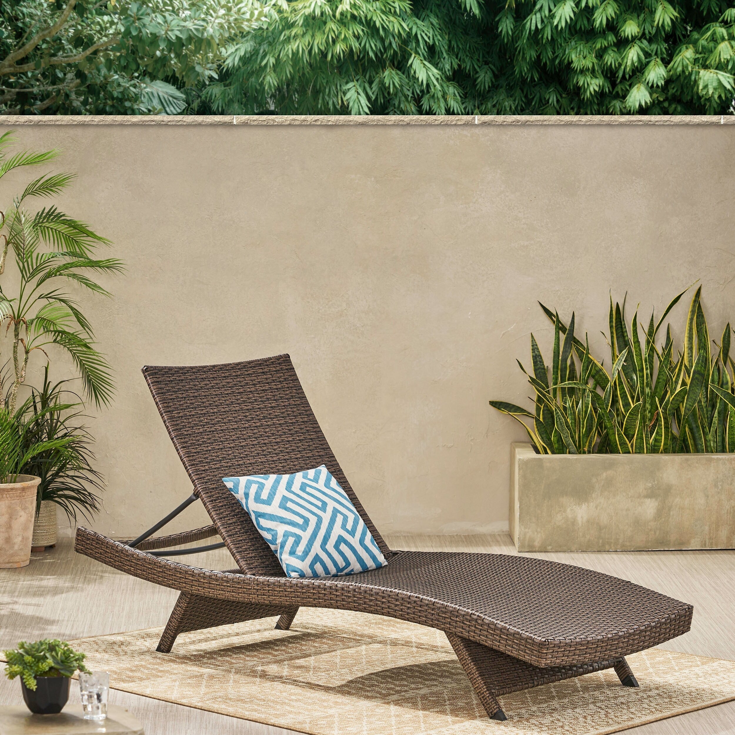 Ensemble de chaises longues d'extérieur en osier Roomfitters, chaises longues inclinables réglables, rotin résistant aux intempéries