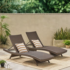 Ensemble de chaises longues d'extérieur en osier Roomfitters, chaises longues inclinables réglables, rotin résistant aux intempéries