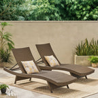 Ensemble de chaises longues d'extérieur en osier Roomfitters, chaises longues inclinables réglables, rotin résistant aux intempéries