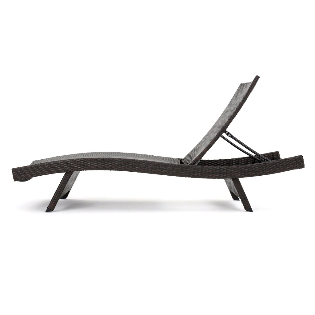 Ensemble de chaises longues d'extérieur en osier Roomfitters, chaises longues inclinables réglables, rotin résistant aux intempéries