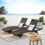 Ensemble de chaises longues d'extérieur en osier Roomfitters, chaises longues inclinables réglables, rotin résistant aux intempéries