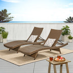 Ensemble de chaises longues d'extérieur en osier Roomfitters, chaises longues inclinables réglables, rotin résistant aux intempéries