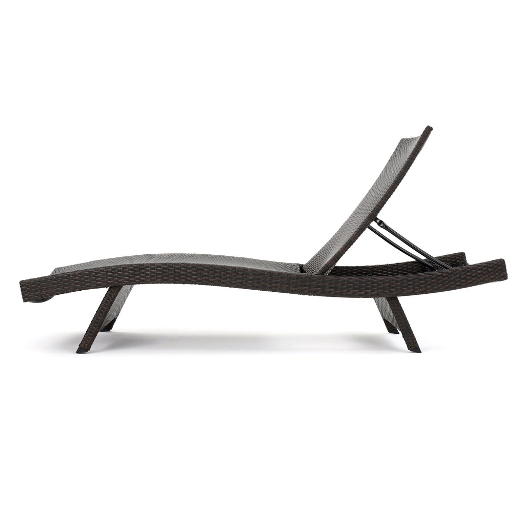 Ensemble de chaises longues d'extérieur en osier Roomfitters, chaises longues inclinables réglables, rotin résistant aux intempéries