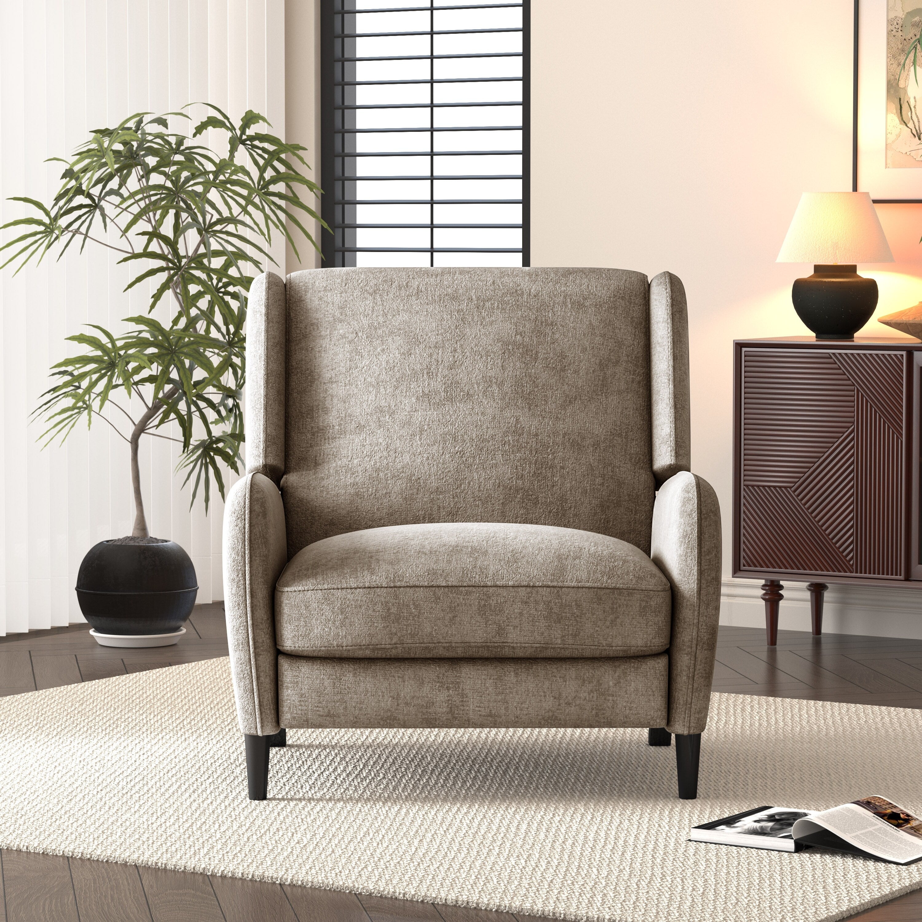 Fauteuil inclinable surdimensionné en tissu texturé Roomfitters, confortable pour le salon