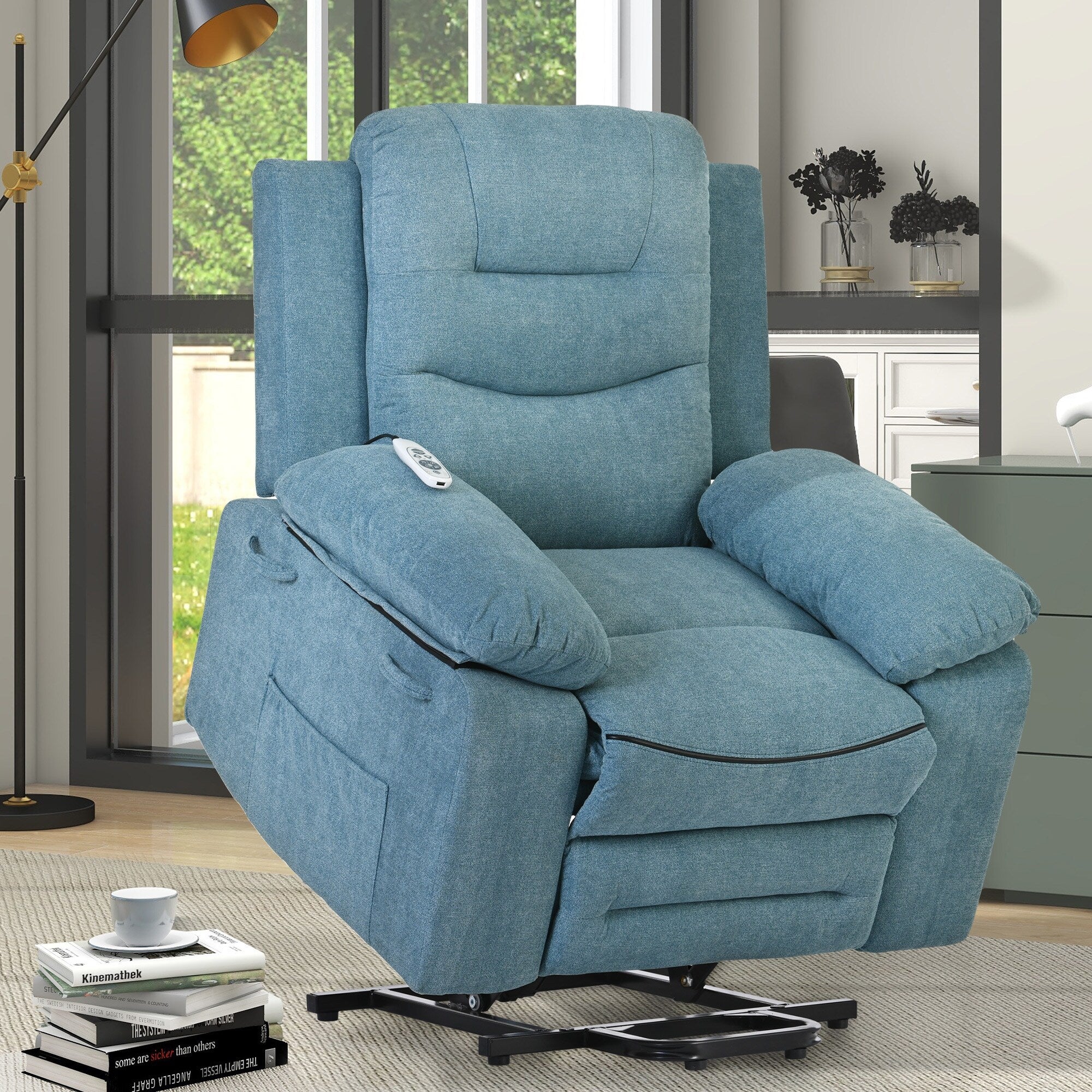 Fauteuil inclinable massant et releveur électrique Roomfitters avec chaleur apaisante, modes de massage réglables et options d'inclinaison infinies