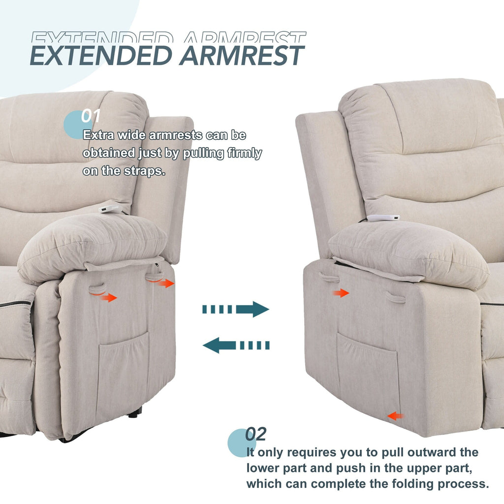 Fauteuil inclinable massant et releveur électrique Roomfitters avec chaleur apaisante, modes de massage réglables et options d'inclinaison infinies