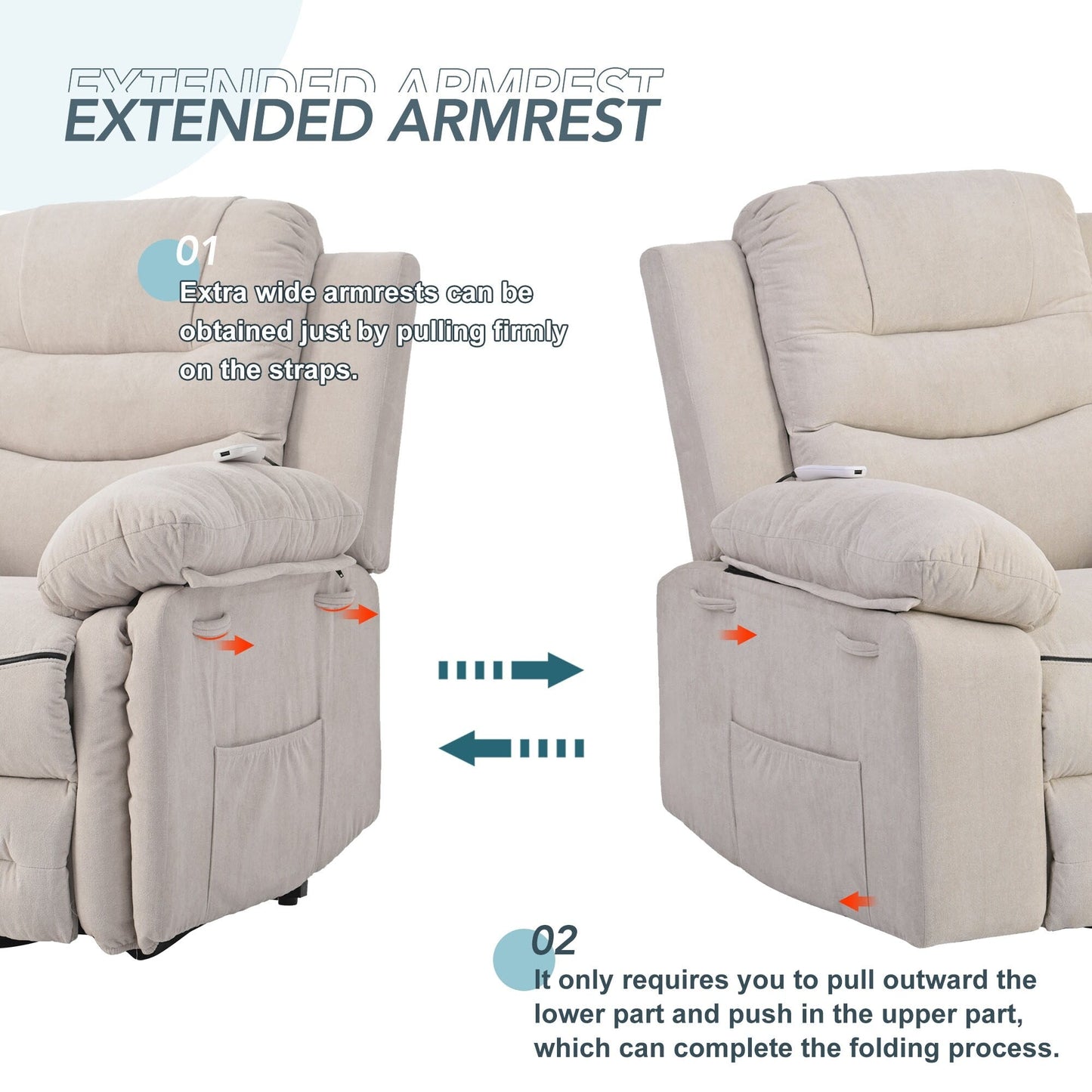 Fauteuil inclinable massant et releveur électrique Roomfitters avec chaleur apaisante, modes de massage réglables et options d'inclinaison infinies