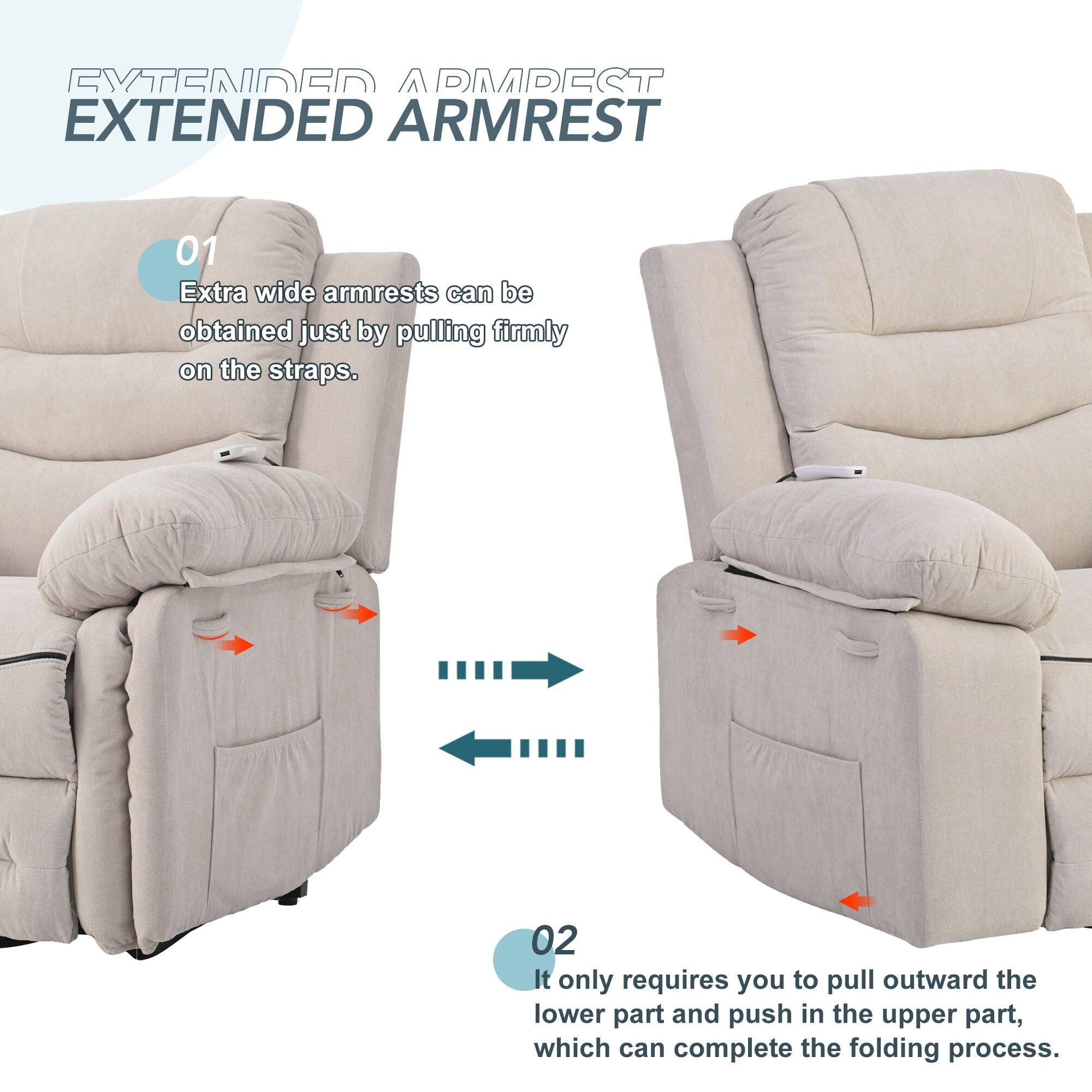 Fauteuil inclinable massant et releveur électrique Roomfitters avec chaleur apaisante, modes de massage réglables et options d'inclinaison infinies