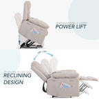 Fauteuil inclinable massant et releveur électrique Roomfitters avec chaleur apaisante, modes de massage réglables et options d'inclinaison infinies