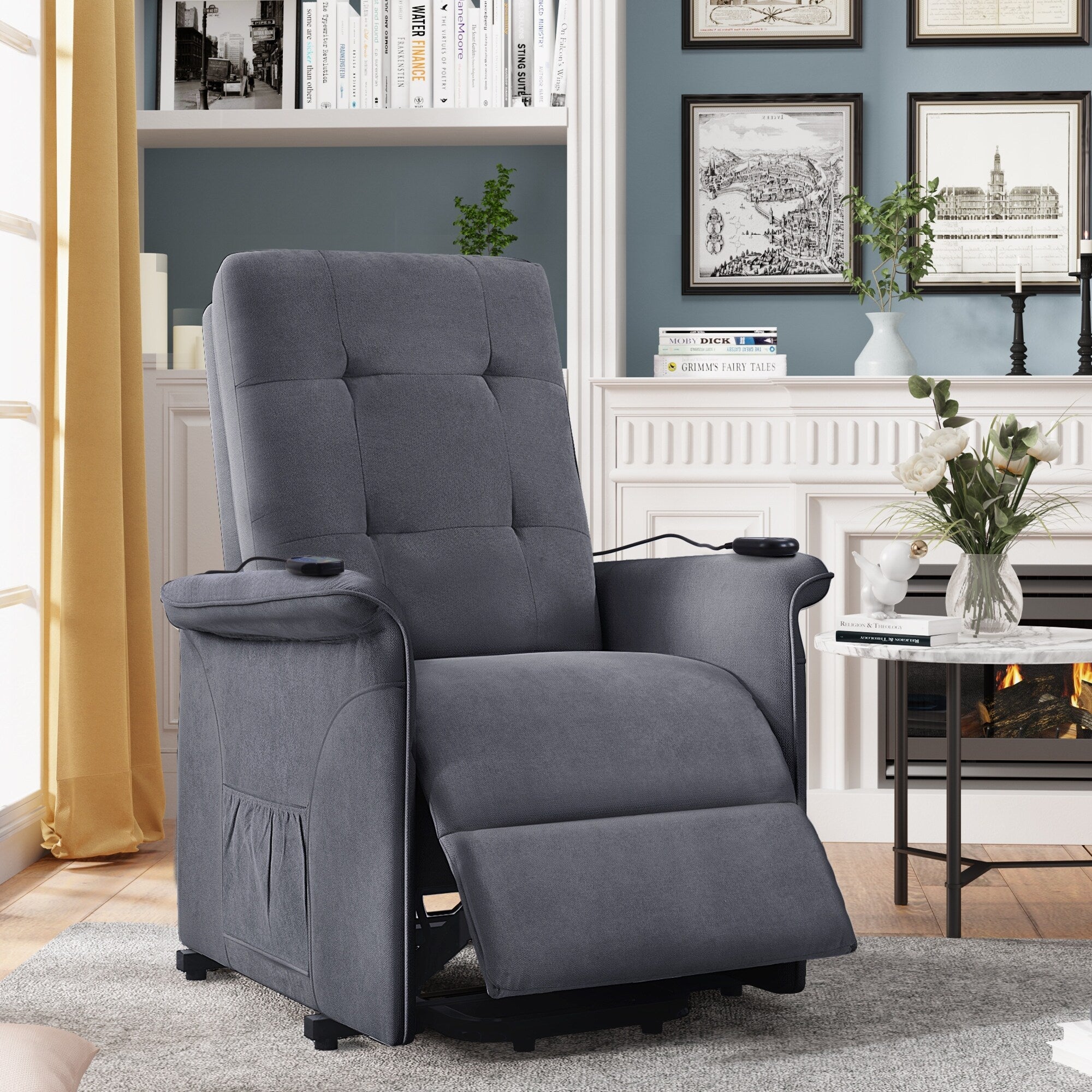 Fauteuil inclinable électrique Roomfitters avec massage réglable et mécanisme de levage en douceur