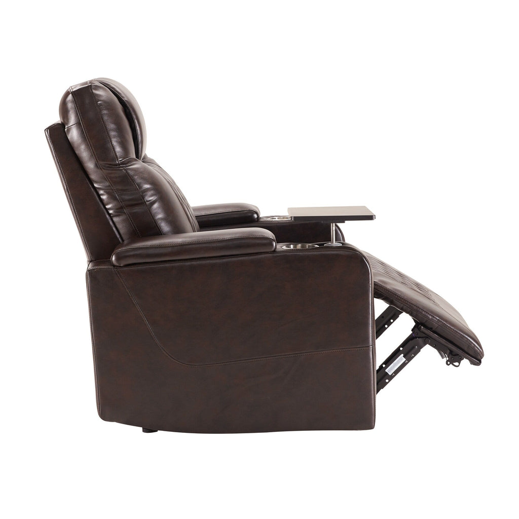Fauteuil inclinable électrique Roomfitters avec ports de chargement USB, rangement dissimulé des accoudoirs, deux porte-gobelets et plateau pivotant à 360°