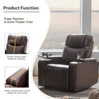 Fauteuil inclinable électrique Roomfitters avec ports de chargement USB, rangement dissimulé des accoudoirs, deux porte-gobelets et plateau pivotant à 360°