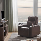 Fauteuil inclinable électrique Roomfitters avec ports de chargement USB, rangement dissimulé des accoudoirs, deux porte-gobelets et plateau pivotant à 360°