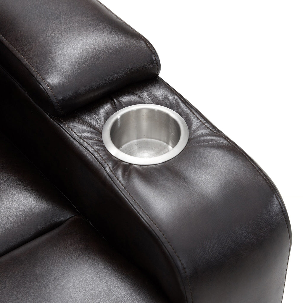 Fauteuil inclinable électrique Roomfitters avec ports de chargement USB, rangement dissimulé des accoudoirs, deux porte-gobelets et plateau pivotant à 360°