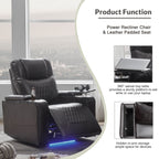 Fauteuil inclinable électrique Roomfitters avec ports de chargement USB, rangement dissimulé des accoudoirs, deux porte-gobelets et plateau pivotant à 360°