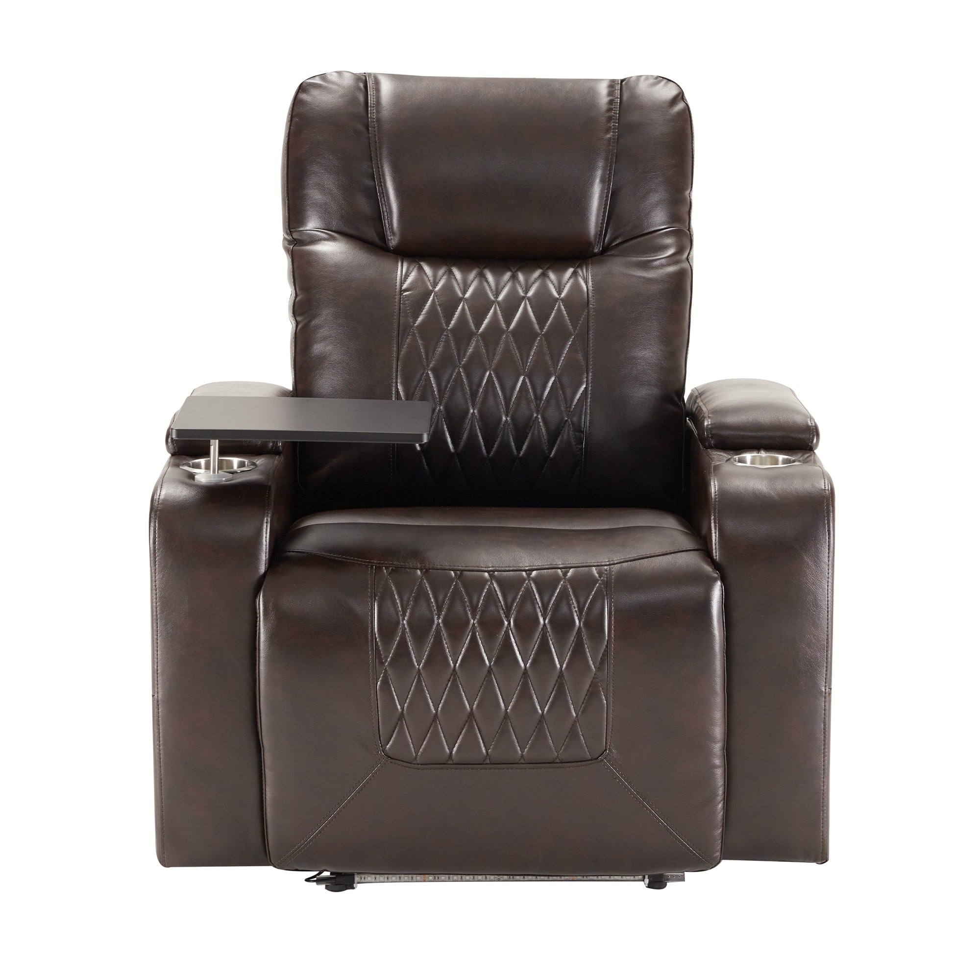 Fauteuil inclinable électrique Roomfitters avec ports de chargement USB, rangement dissimulé des accoudoirs, deux porte-gobelets et plateau pivotant à 360°
