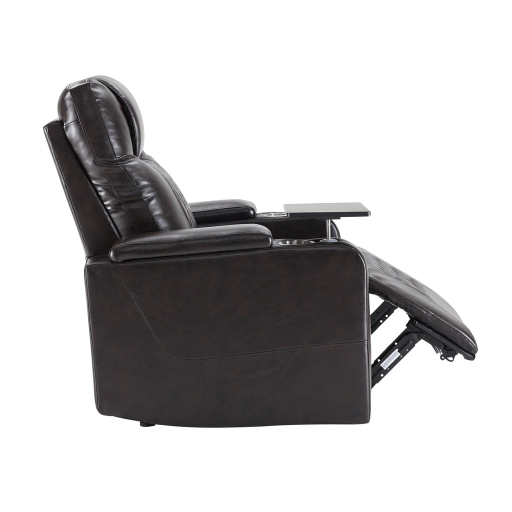 Fauteuil inclinable électrique Roomfitters avec ports de chargement USB, rangement dissimulé des accoudoirs, deux porte-gobelets et plateau pivotant à 360°