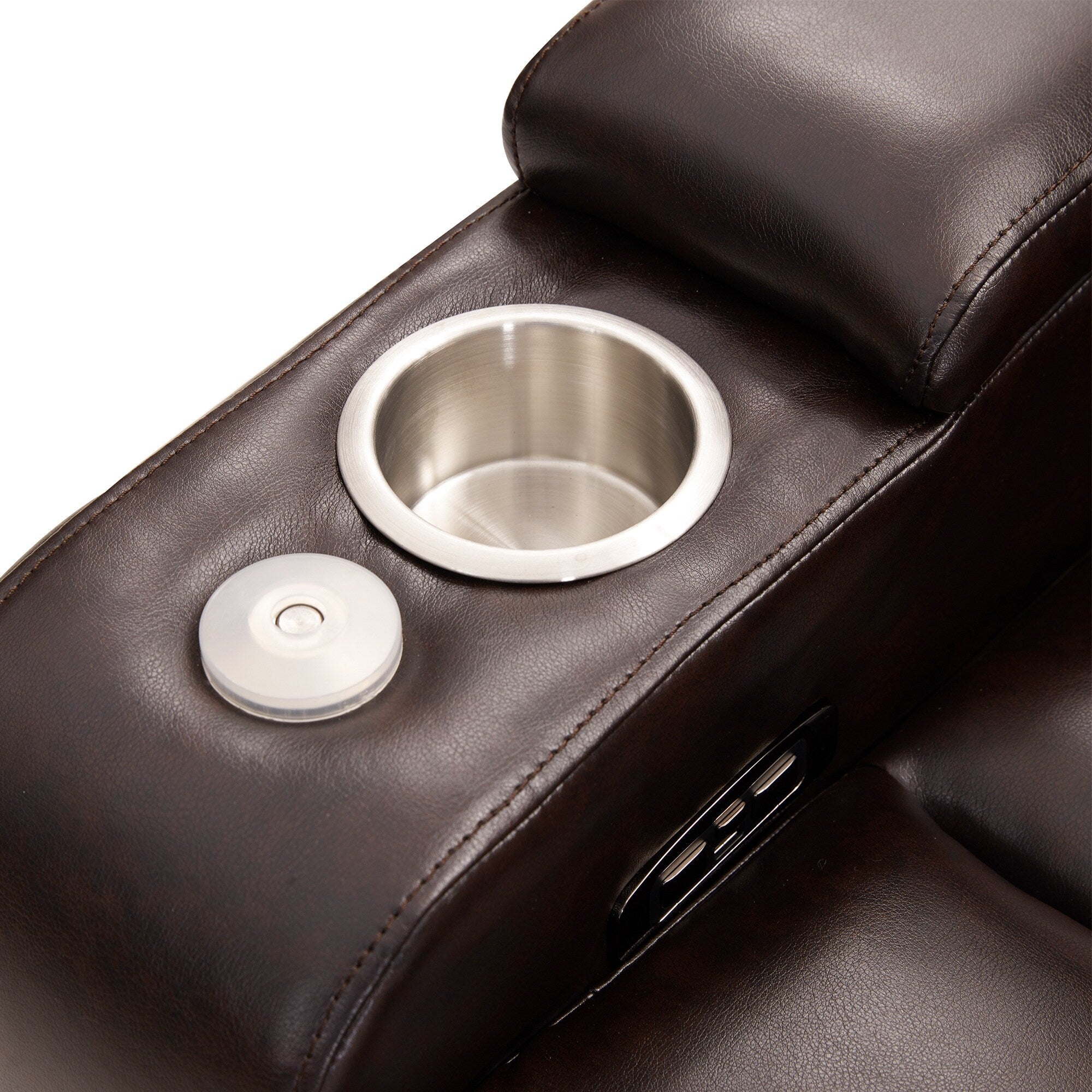 Fauteuil inclinable électrique Roomfitters avec ports de chargement USB, rangement dissimulé des accoudoirs, deux porte-gobelets et plateau pivotant à 360°