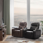 Fauteuil inclinable électrique Roomfitters avec ports de chargement USB, rangement dissimulé des accoudoirs, deux porte-gobelets et plateau pivotant à 360°