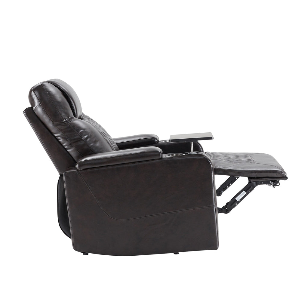 Fauteuil inclinable électrique Roomfitters avec ports de chargement USB, rangement dissimulé des accoudoirs, deux porte-gobelets et plateau pivotant à 360°
