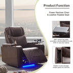Fauteuil inclinable électrique Roomfitters avec ports de chargement USB, rangement dissimulé des accoudoirs, deux porte-gobelets et plateau pivotant à 360°