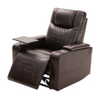 Fauteuil inclinable électrique Roomfitters avec ports de chargement USB, rangement dissimulé des accoudoirs, deux porte-gobelets et plateau pivotant à 360°